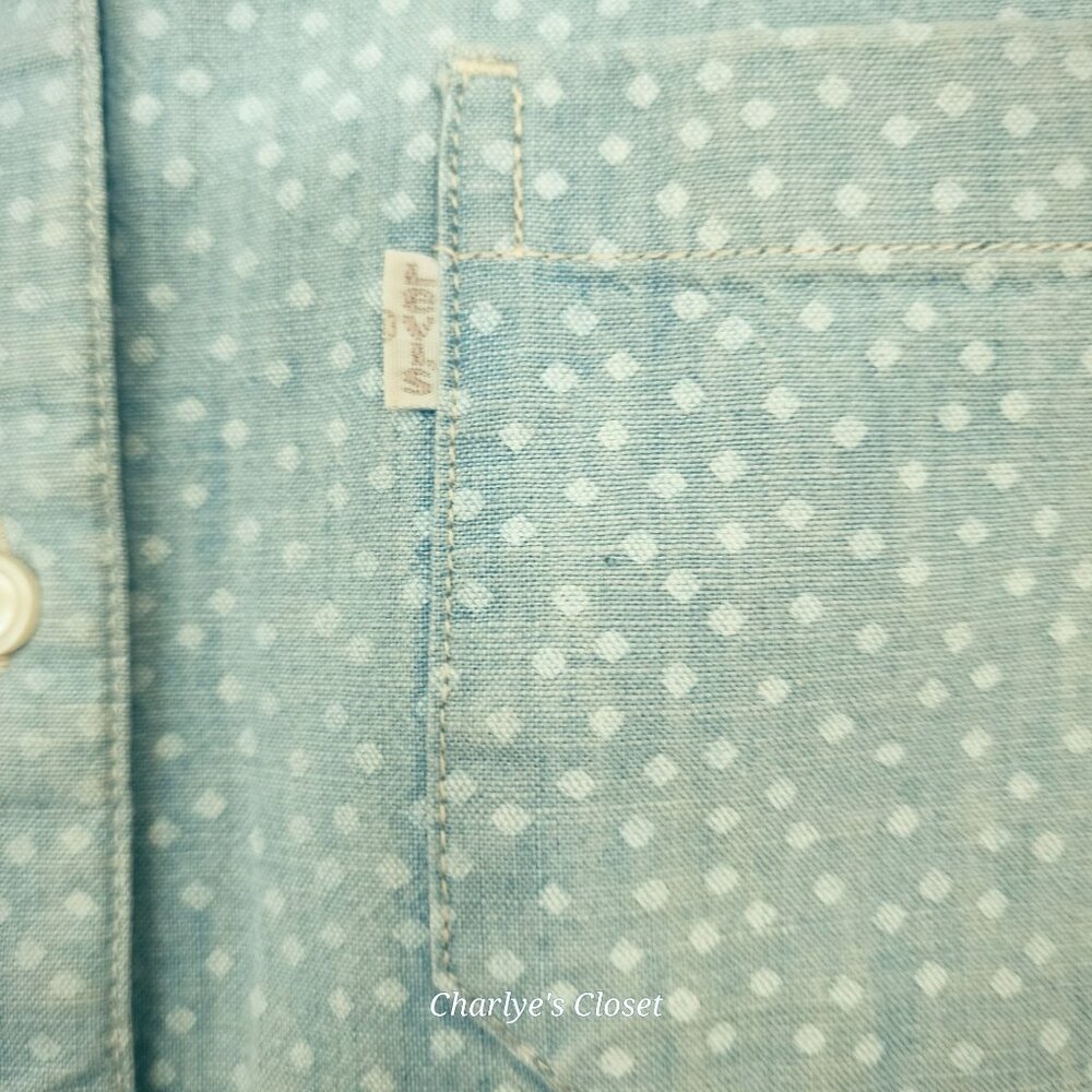 Levi's Vintage Womens 90s Sleeveless Polka Dot Cotton Button-Down Shirt M - Picture 3 of 12